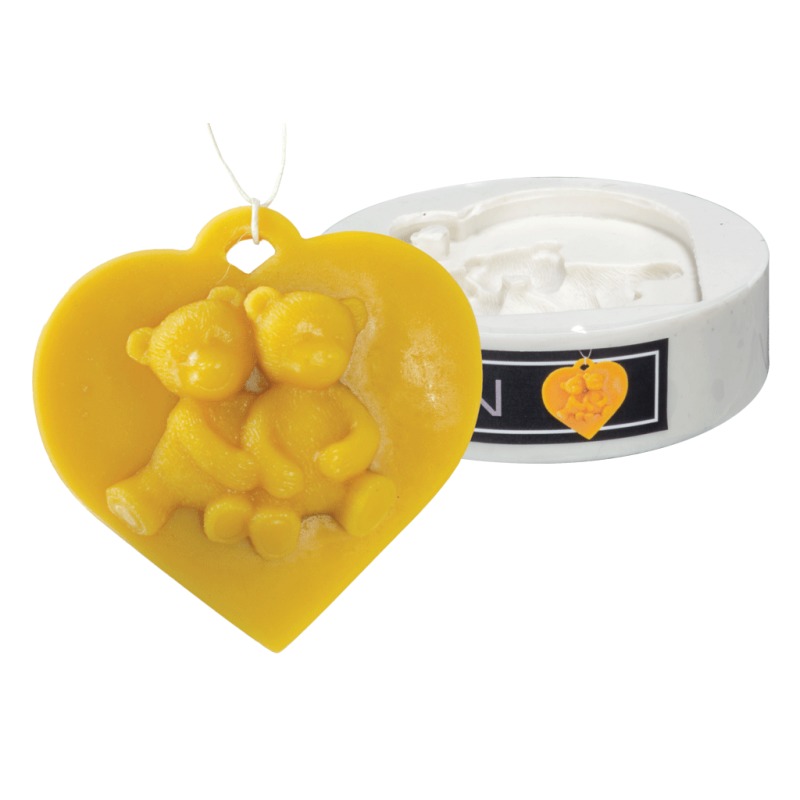 Силиконовая форма «Мишки на сердце - подвеска»