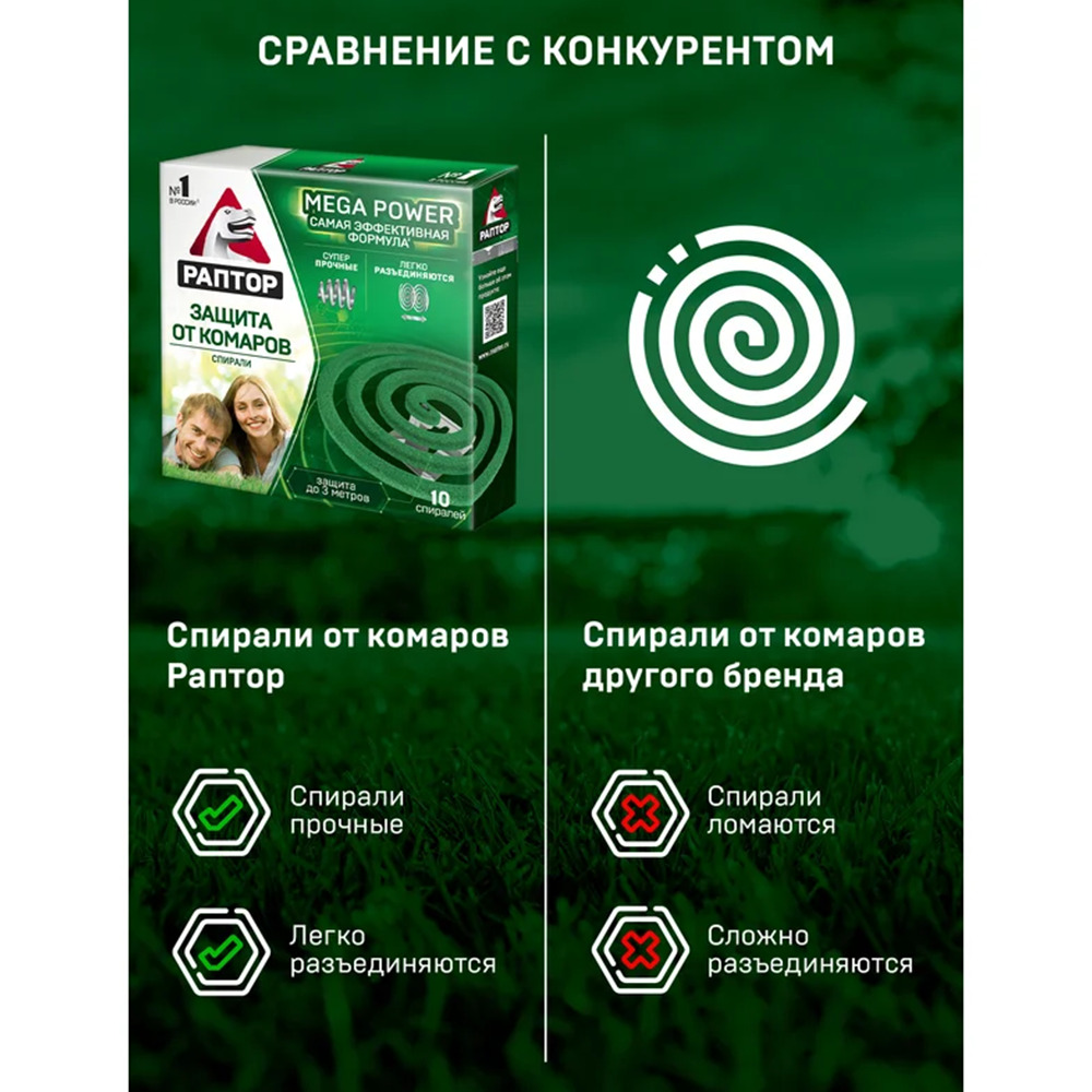 Спираль от комаров Раптор без запаха 10 шт — изображение 8